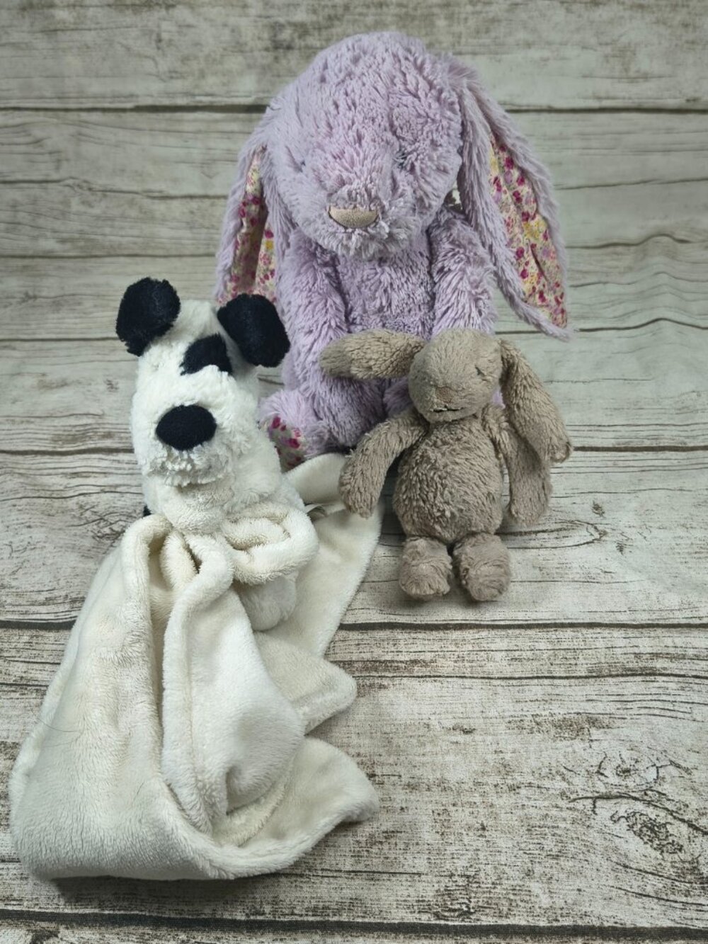 Jellycat Lot of 3 - Bashful Bunny Lilac, Bashful Bunny Tiny, Bashful Puppy